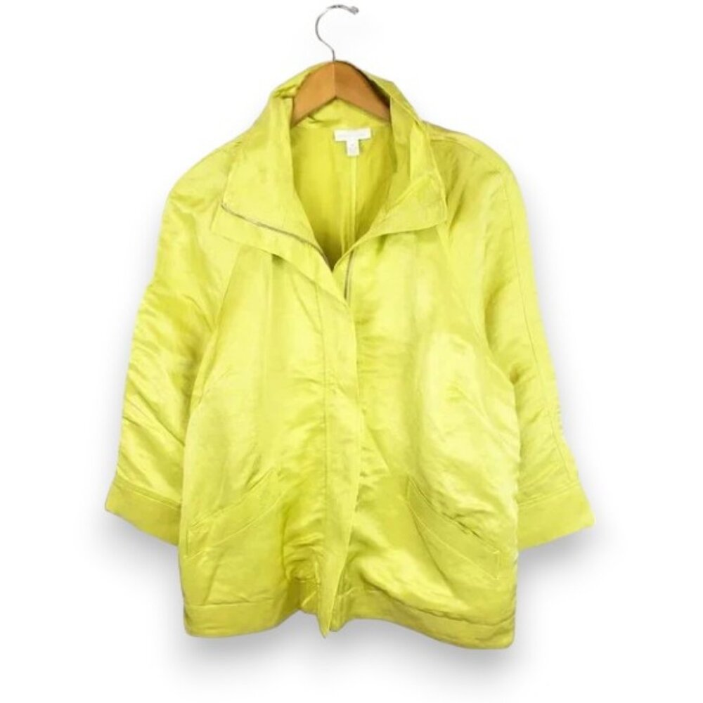 Charter Club Pale Yellow Linen Blend Zip-up Jacket Size XL